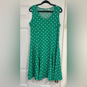 Susan Graver Teal and White Polka Dot Top